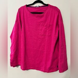 Joules size 12 women's solid pink long sleeve casual shirt with front pocket